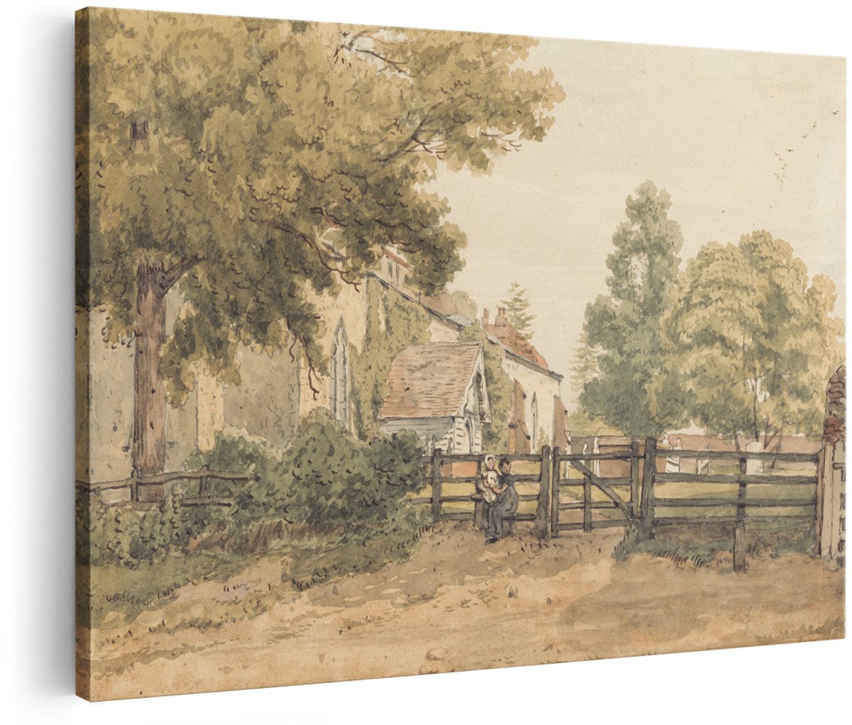 Artaza Canvas Schilderij Landschap - 180x120 cm - Groot - Wanddecoratie Landelijk - Muurdecoratie Kerk - Schilderijen Natuur - Decoratie Woonkamer