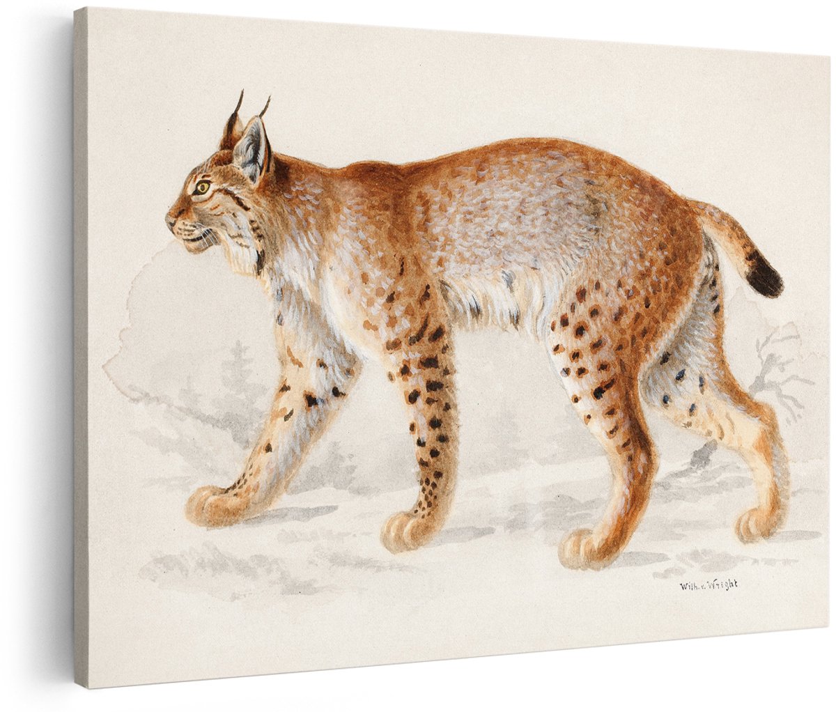 Artaza Canvas Schilderij Lynx - 180x120 cm - Groot - Wanddecoratie Dieren - Muurdecoratie Vintage - Decoratie Natuur Schilderij - Schilderijen Op Canvas