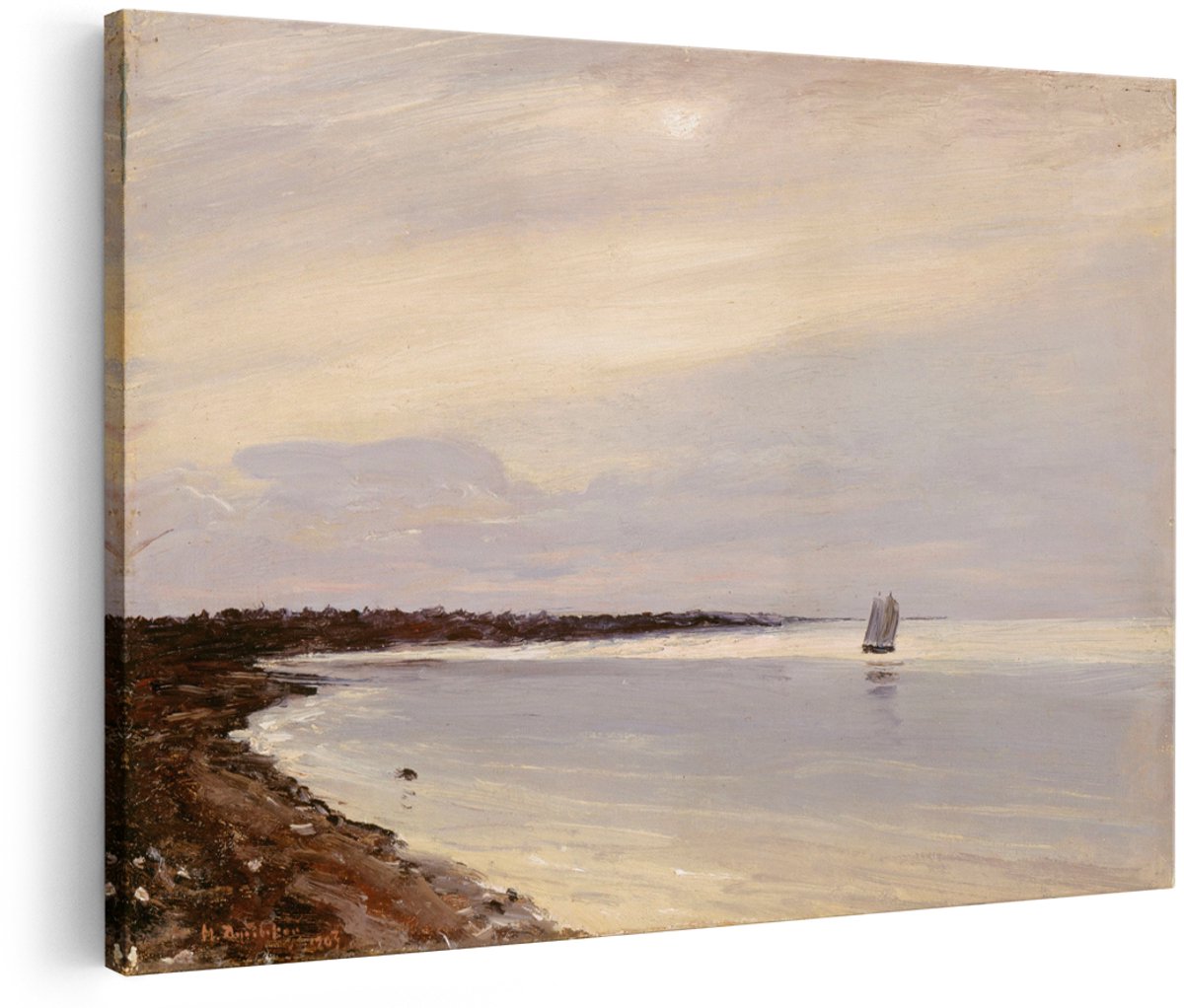 Artaza Canvas Schilderij Zee - 180x120 cm - Groot - Wanddecoratie Zeilboot - Muurdecoratie Landschap - Decoratie Strand Zonsondergang