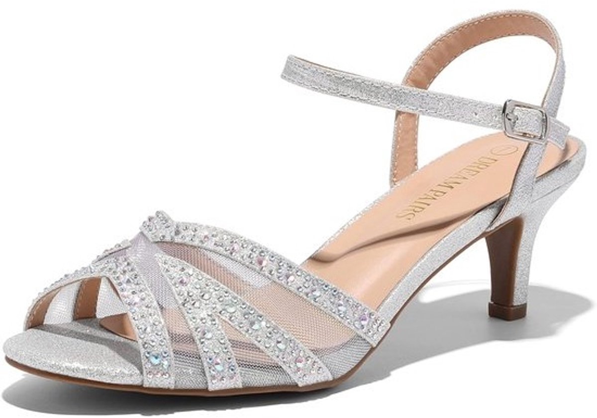 Elegante Lage Kitten Hak Sandaal met Open Neus en Enkelbandje voor Dames