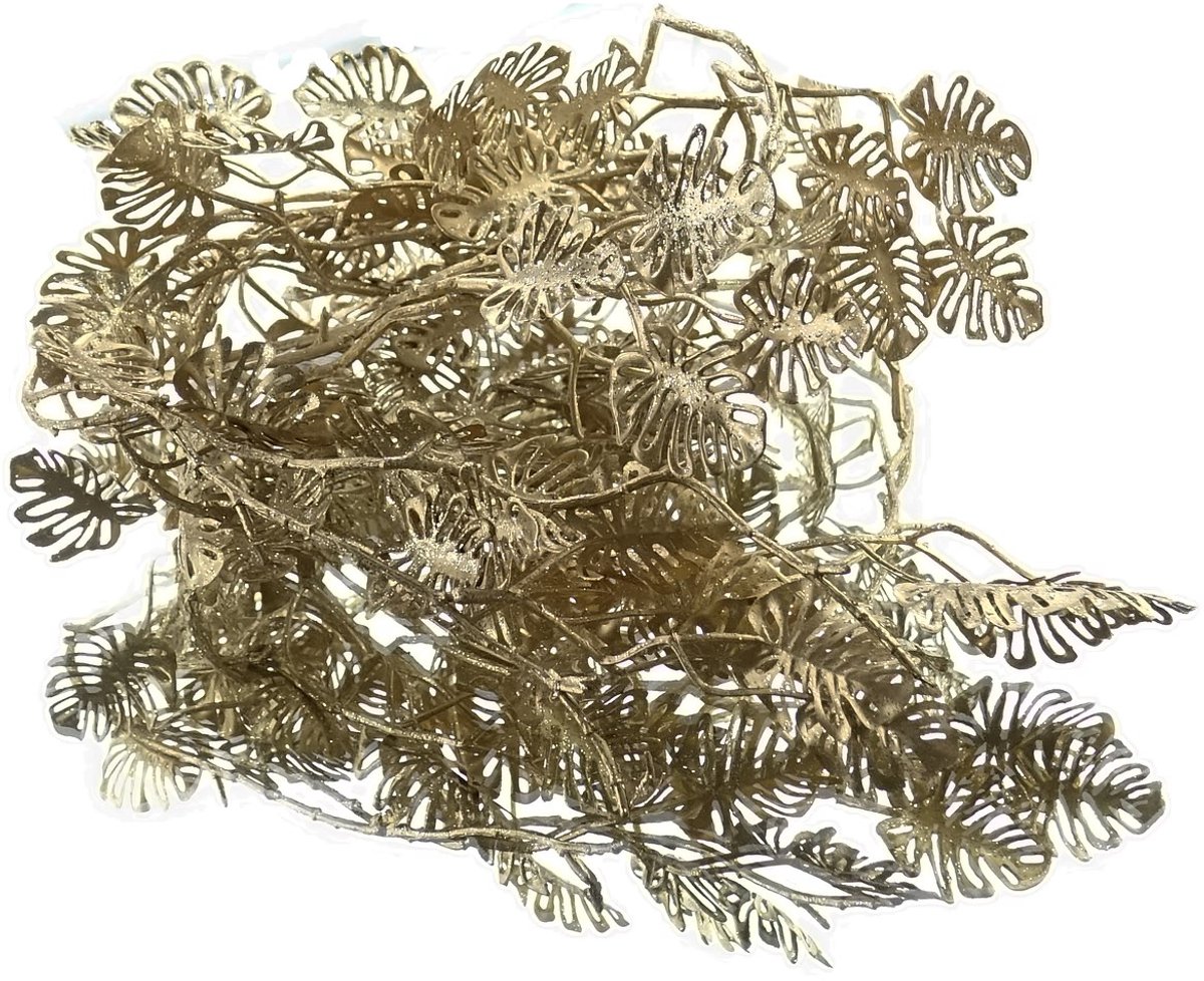 Gasper Kerstslinger Mini-Monstera Goudkleurig met Glitter 118 cm