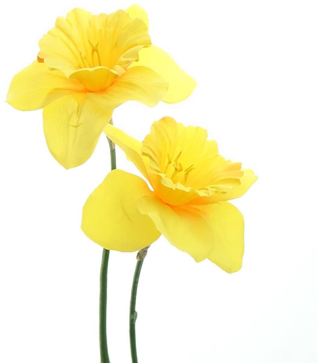 Gasper Trompetnarcis geel 2 bloemen 55 cm - kunstbloemen