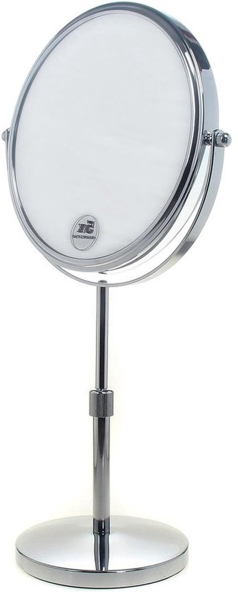 Allecta - Staande spiegel met hoogteverstelling, 10x vergroting, make-upspiegel, verchroomde scheerspiegel, tafelspiegel - Badkamerspiegel 20cm dubbelzijdig zoom