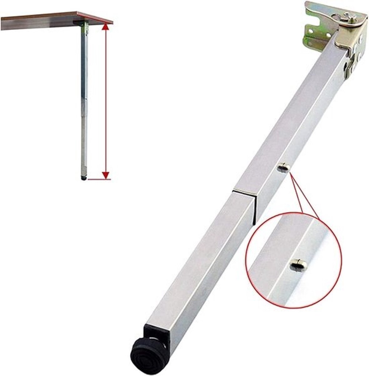 Opvouwbare Tafelpoten - Meubelpoten Verstelbaar - DIY Meubels Maken - Roestvrij Staal - 55 cm - Zilver