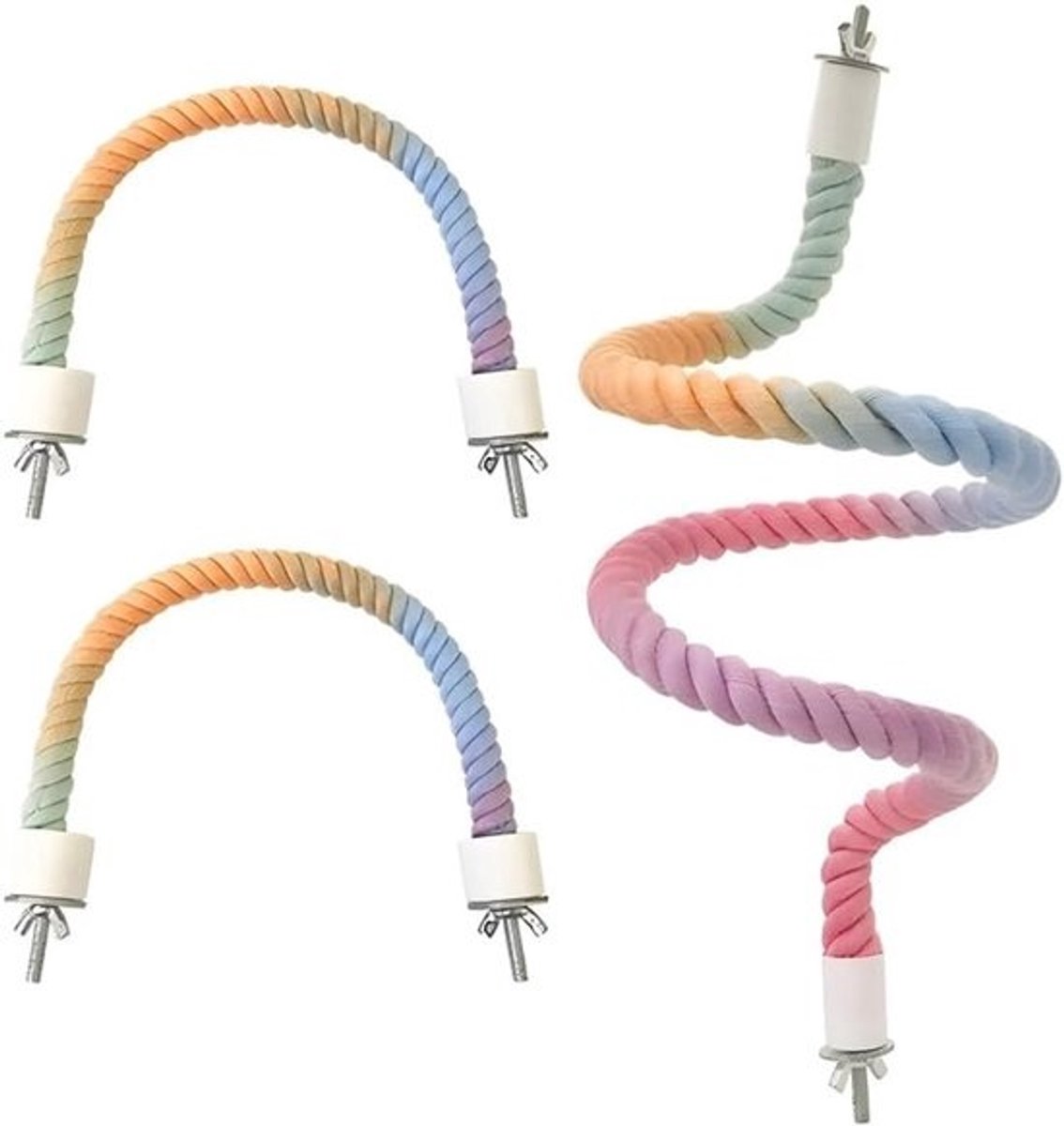 Vogeltouw Set - Klimtouw Vogelkooi - Vogel Speelgoed - 3 Pack Kleurrijk - Verstelbare Lengte - Gegradieerd Kleurverloop