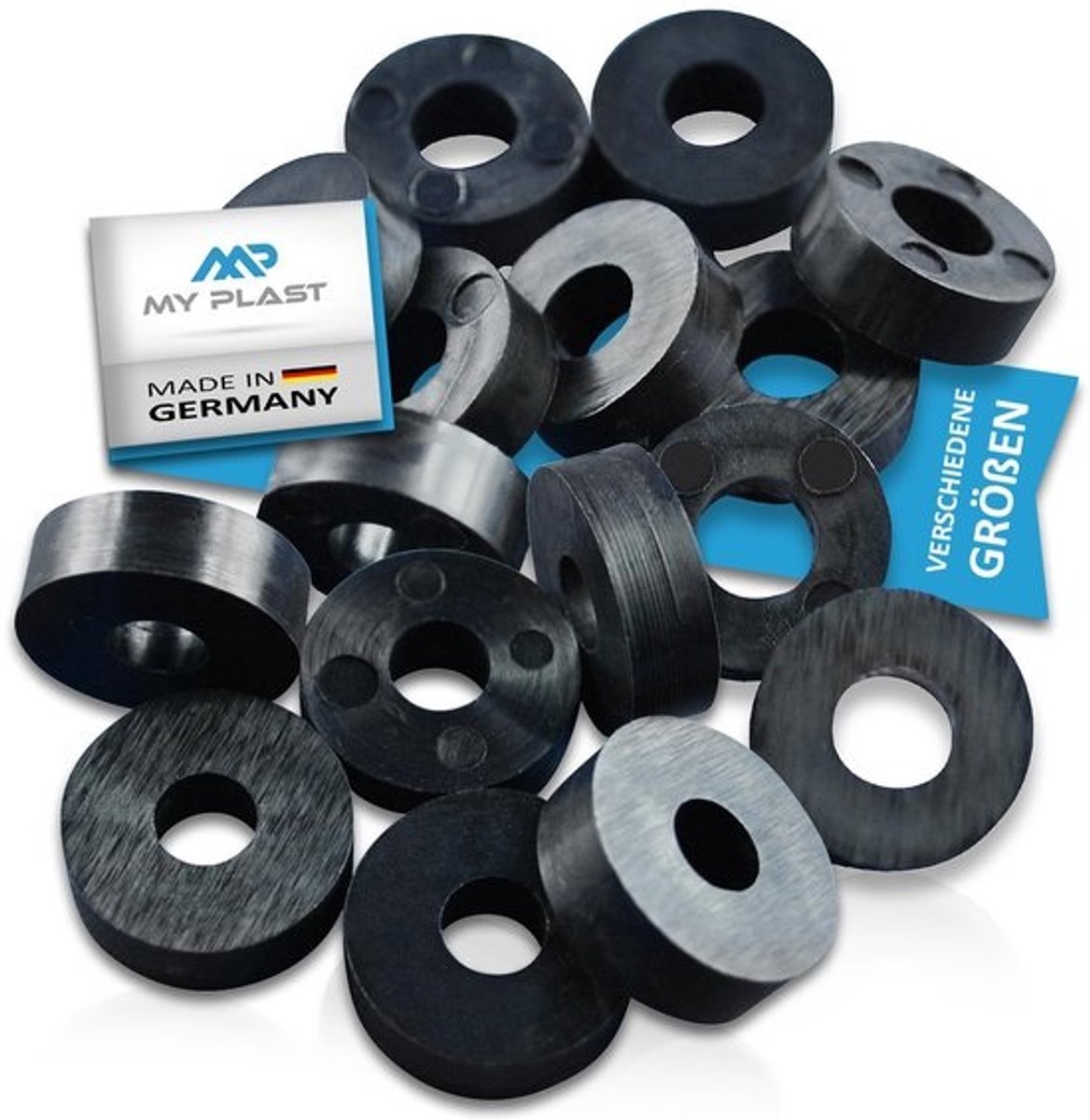 Afstandshulzen - Kunststof ringen - Terrasbouw - Gelijkmatige afstand - 12x53x4 mm - Zwart