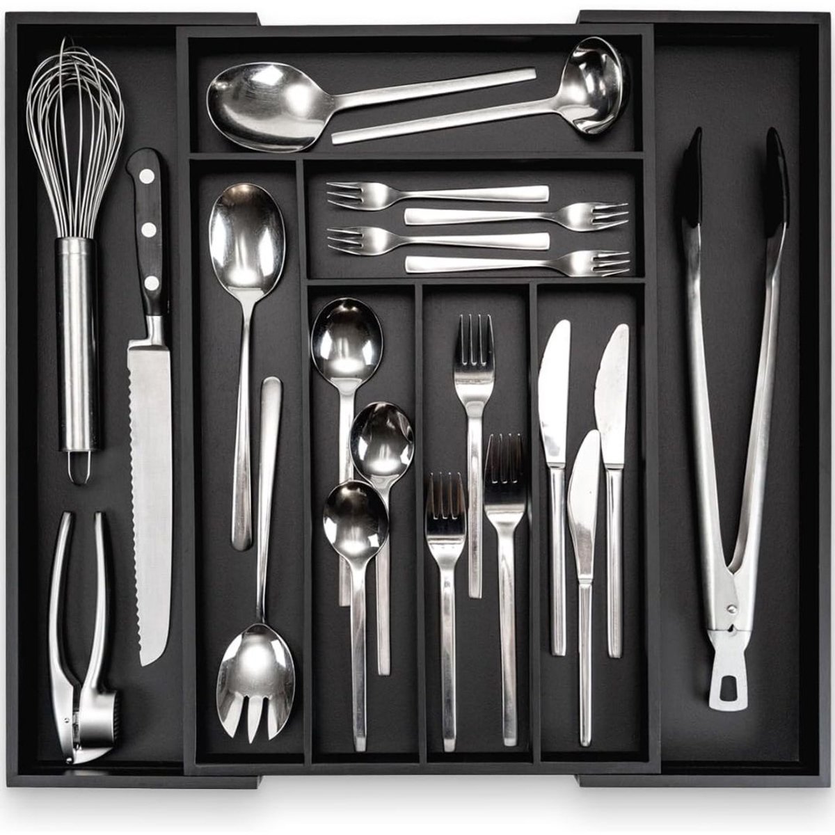Zolvano® Bestekbak 47 Diep - Lade Organizer - Besteklade - Zwart