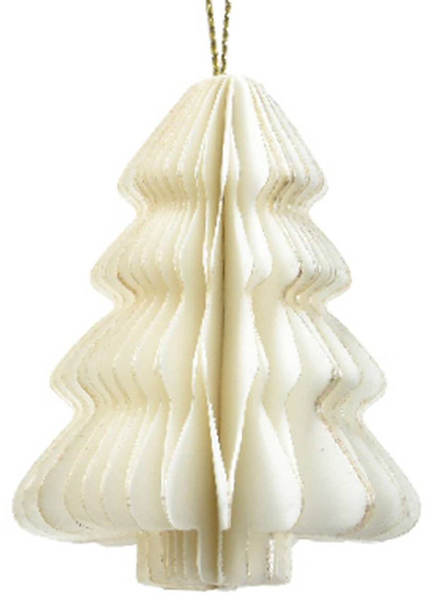 Kaemingk Kersthanger kerstboom wit glitter 6 cm