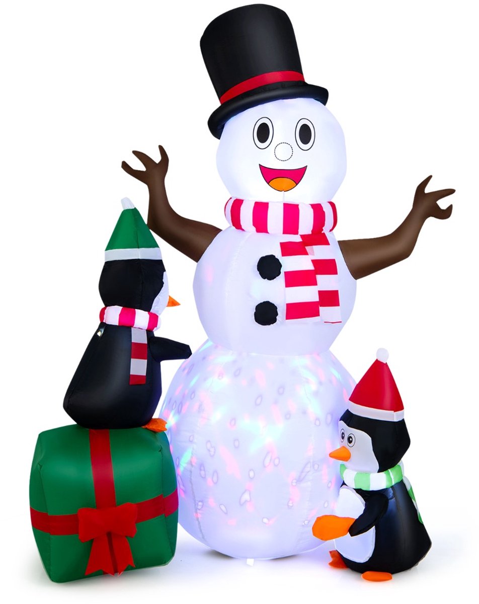 SureDeal® - Opblaasbare kerstfigur - Voorverlichte Sneeuwpop - Pinguïns Kerstdecoratie - 120x90x180 cm - Zoals op de afbeelding te zien is