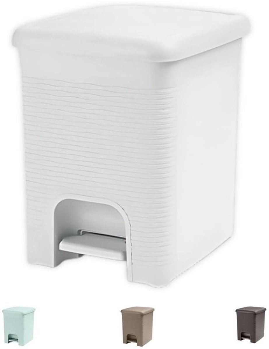 Pedaalemmer - Prullenbak Deksel - Hygiënisch Afval - Handsfree Openen - 16 Liter - Wit