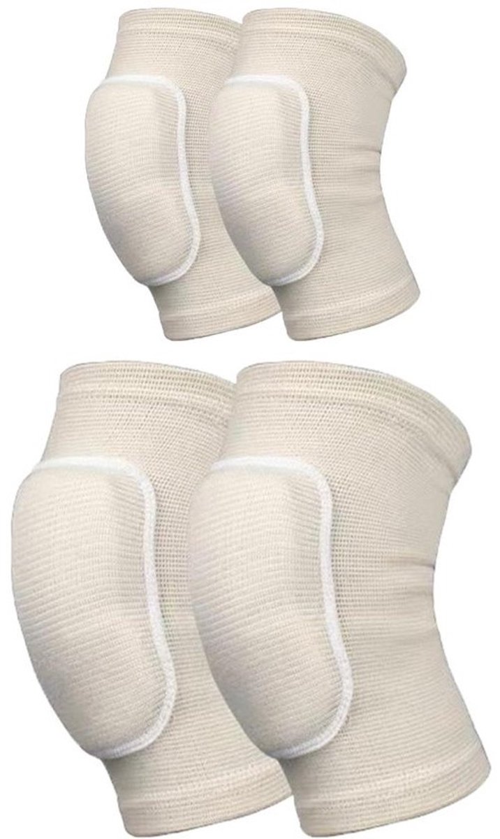Knie- en elleboogbeschermers - Sportbeschermers - Blessurepreventie - Verdikte Spons Pads - Set van 2 - Beige