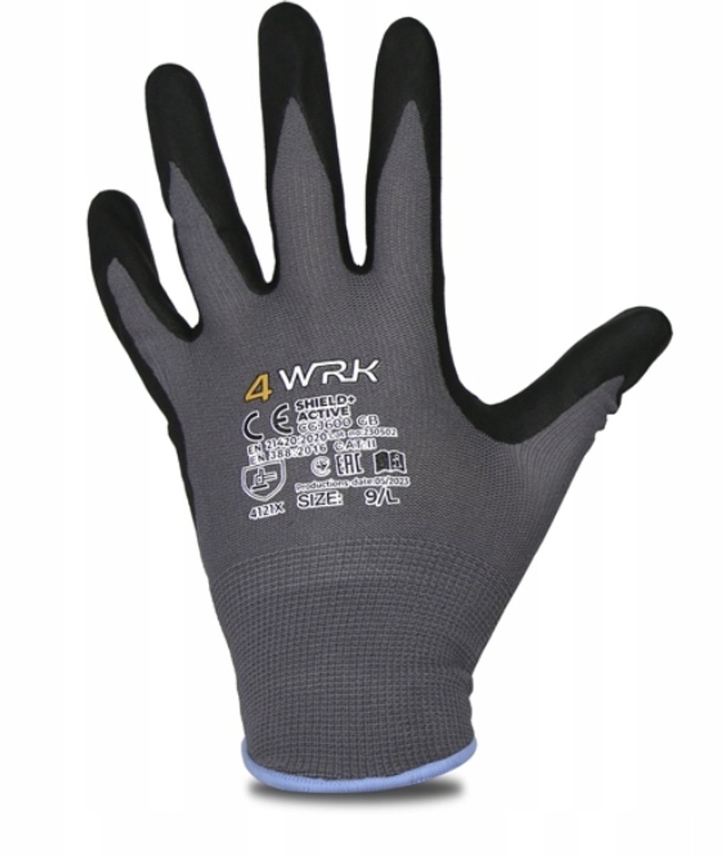 Werkhandschoenen-Veiligheidshandschoenen-Montagehandschoenen -SHIELD ACTIVE DOTS-anti-slip-12 paar maat- 8/M