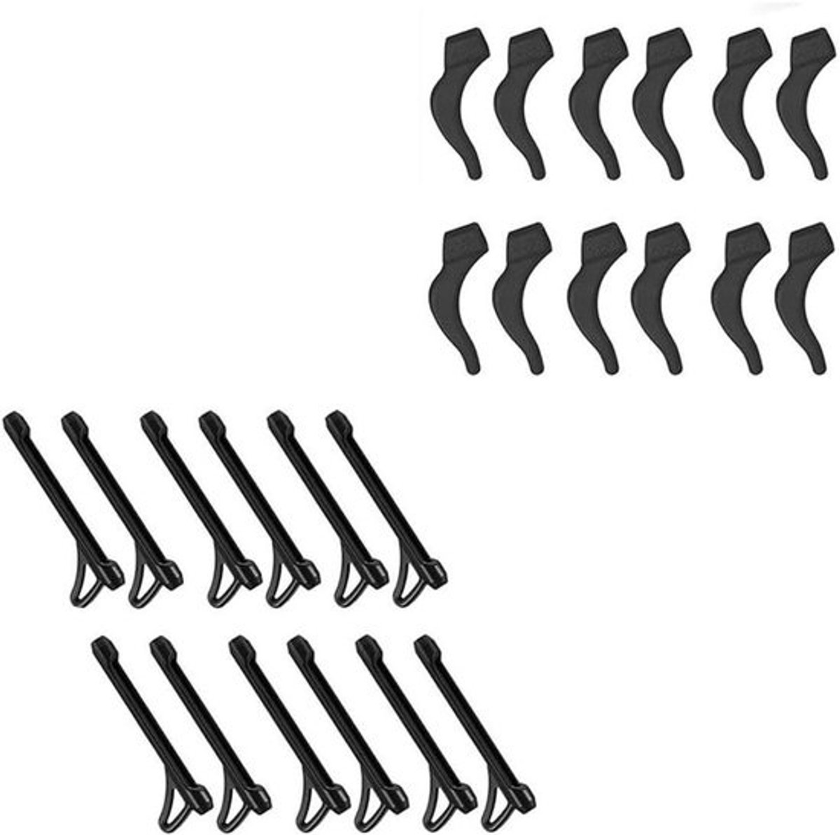 Bril Oorhaak Grips - Brilhouder Siliconen - Voorkom Bril Glijden - Zacht Flexibel Materiaal - 12 Paar - Zwart