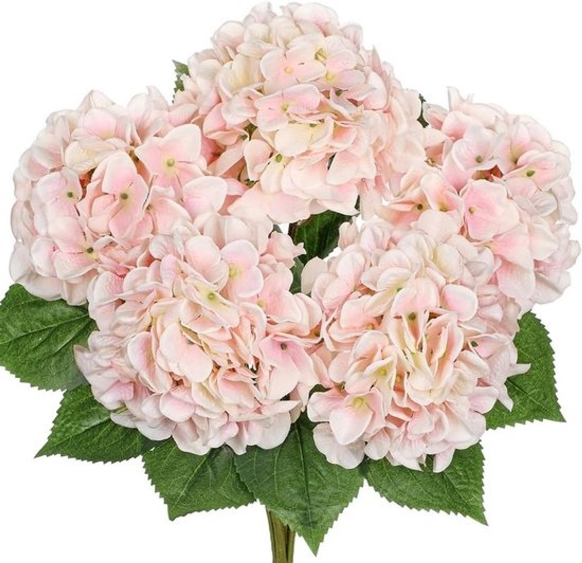 Kunsthortensia's - Zijden bloemen Nepbloemen - Woondecoratie - Levendige pastelkleuren - 58 cm - Roze Wit