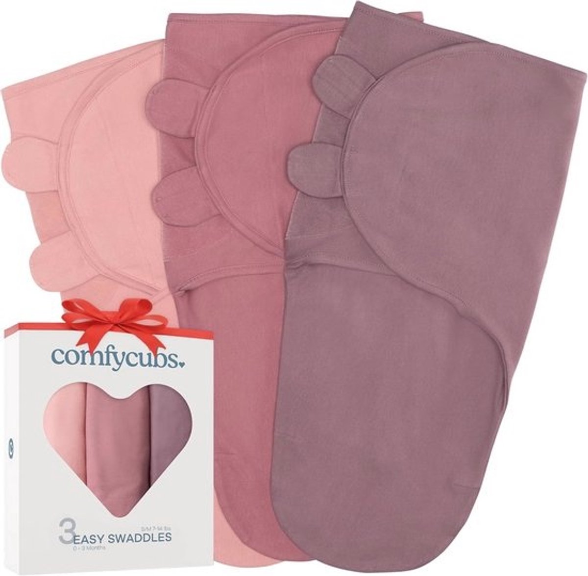 Babydeken 0-3 maanden | Ademend Katoen | Inbakerdoek | Slaapzak | Verstelbaar 3-Pack