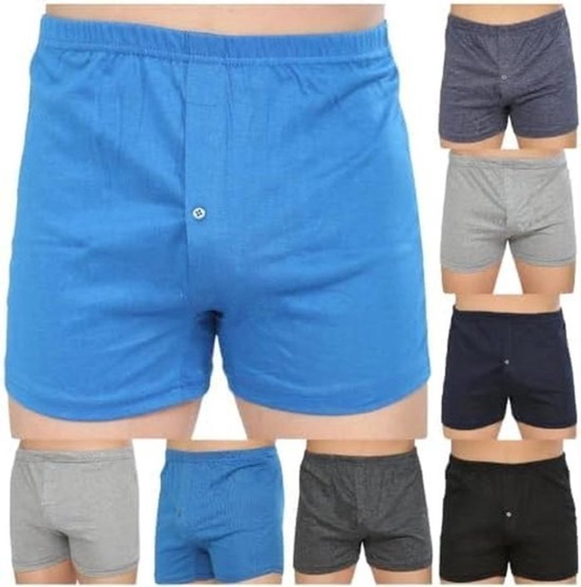 6-Pack Katoenen Boxershorts Heren Losse Fit Met Knoopgulp en Elastische Tailleband