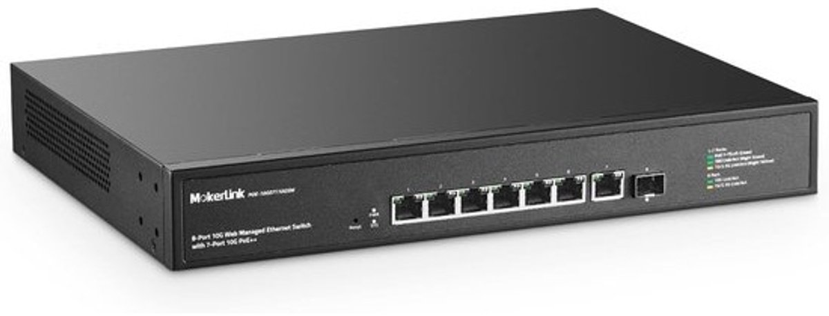 Netwerk Switch - PoE Switch - Netwerk Beheer - 10 Gigabit PoE++ - 8 Poorten - Zwart