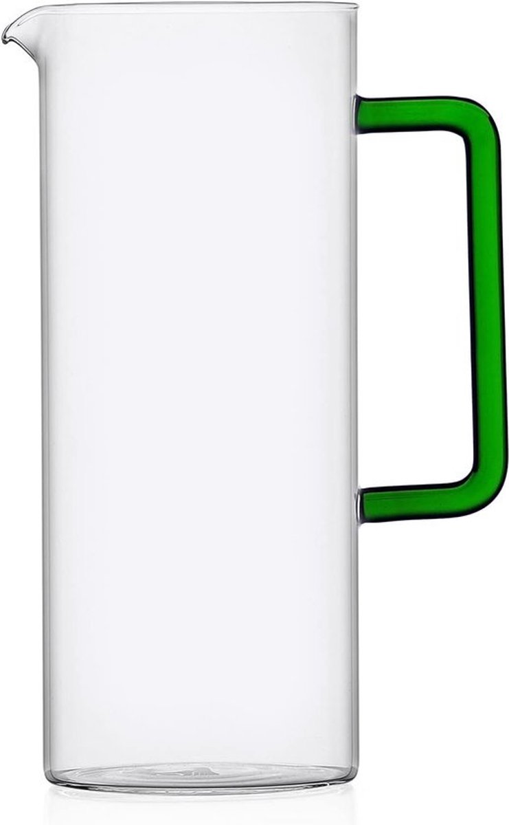 Milano kan helder met groene handgreep - borosilicaatglas