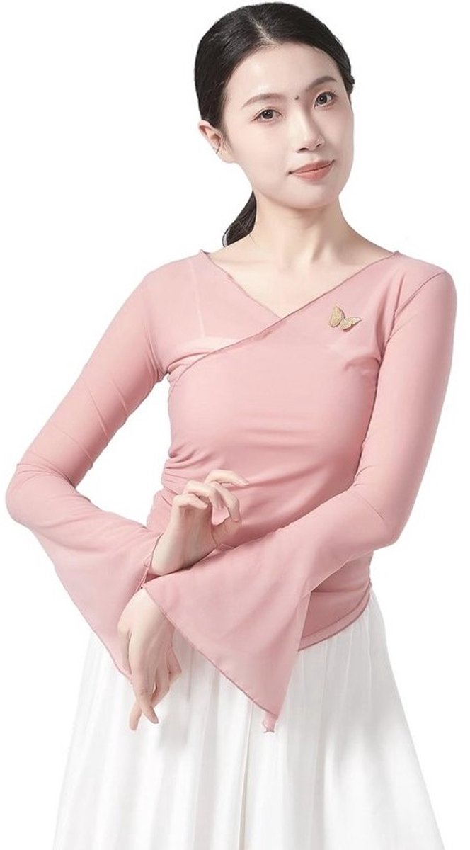 V-hals Flared Sleeve Top voor Dansprestaties