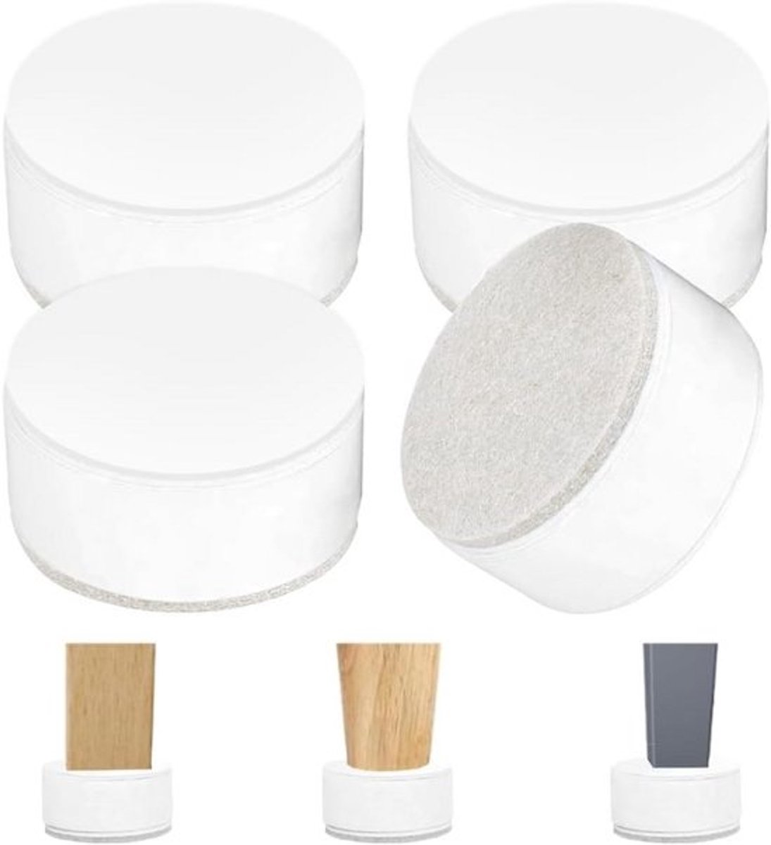 6 cm diameter witte meubelverhogers 3 cm hoog, 4 stuks, zwaar belastbare koolstofstaal liftmeubel poten voor bed, bureau en stoel