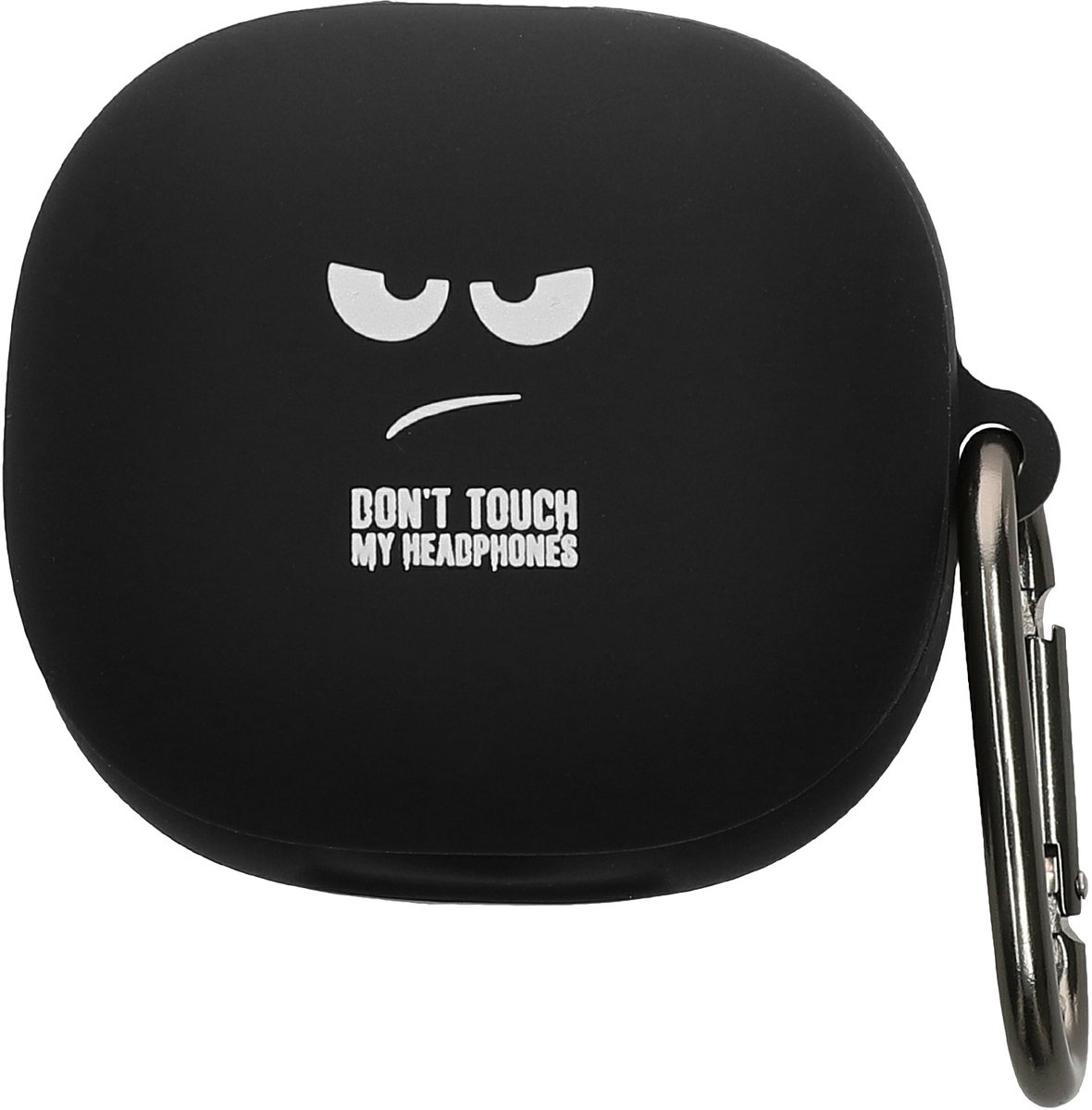 kwmobile Hoes geschikt voor Anker Soundcore Liberty 4 Pro - Siliconen cover voor oordopjes in wit / zwart / zwart - Don't Touch My Headphones design