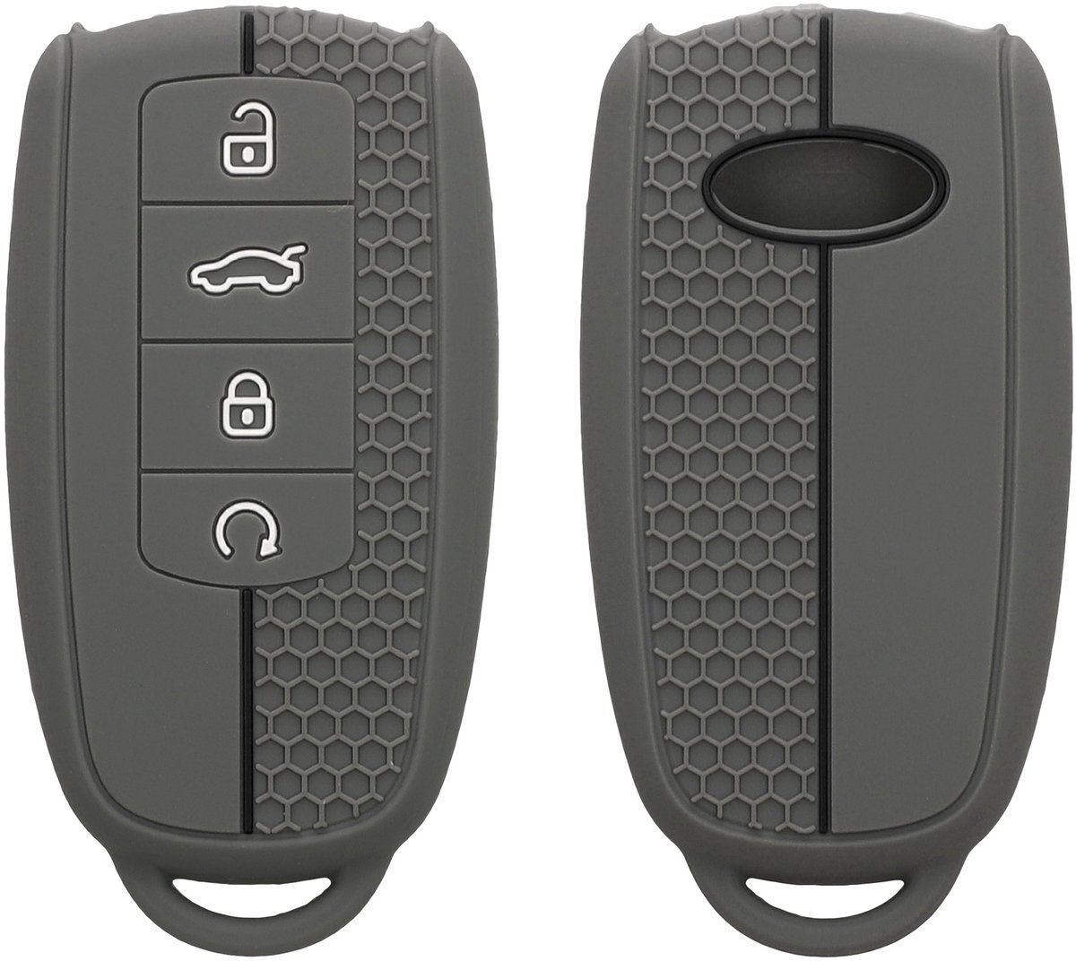 kwmobile autosleutel hoesje geschikt voor Chery Omoda C5 / Jaecoo 7 / Tiggo 7 Pro 8 Pro / Arrizo 5 hoes - Siliconen autosleutel behuizing - Auto sleutel case met honingraat - Sleuteletui in grijs / zwart