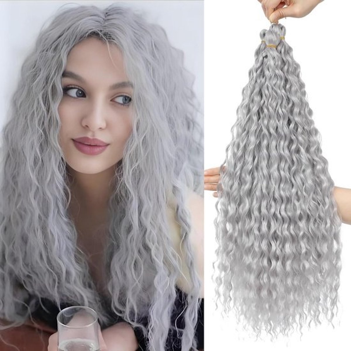 22 Inch Oceangolf Krul Crochet Vlecht Haar Met 3 Bundels Diepe Golf Synthetisch Haar