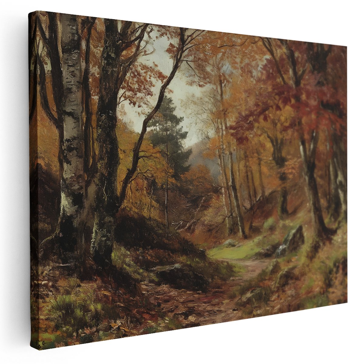 Artaza Canvas Schilderij Herfst Landschap - 160x120 cm - Groot - Wanddecoratie Bos Natuur - Muurdecoratie Bomen - Decoratie Woonkamer
