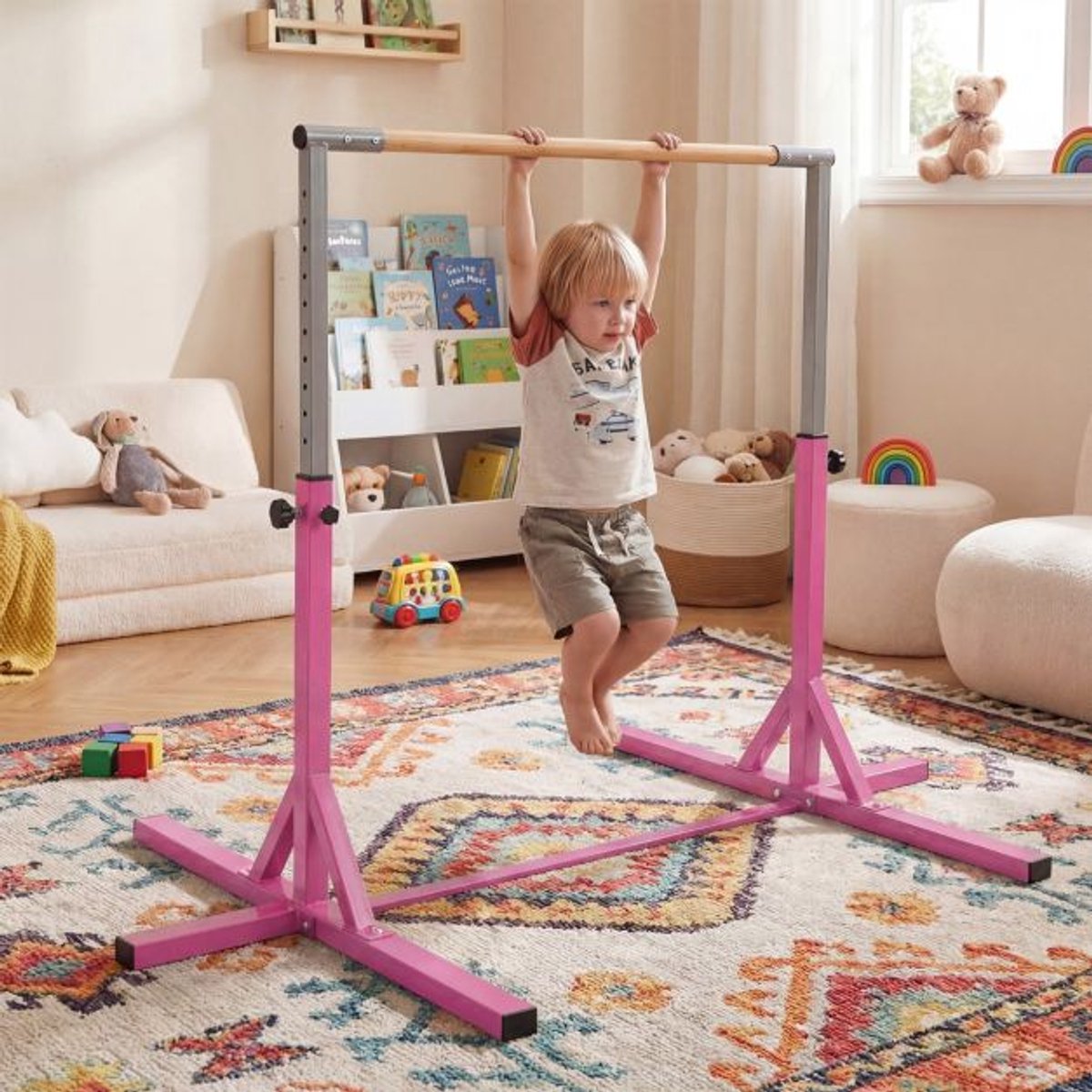 SureDeal® - Turnstang - Horizontale Gymnastiekstang - Verstelbare Hoogtes Uitschuifbare - Thuisgym - 195x121x85 cm - Paars