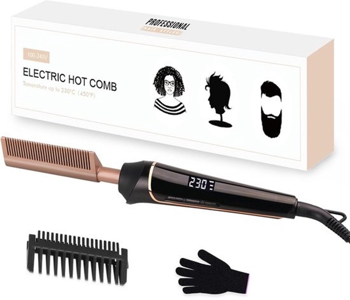 Baardstijltang en Haarborstel voor Mannen - Keramische Coating & Verstelbare Temperatuur