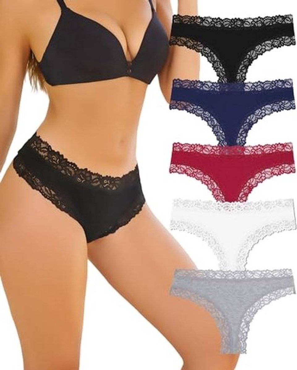 Dames Katoenen Braziliaanse Slip - Sexy Ondergoed voor Vrouwen - Ademend en Zacht - 5-Pack Hipster Multipack