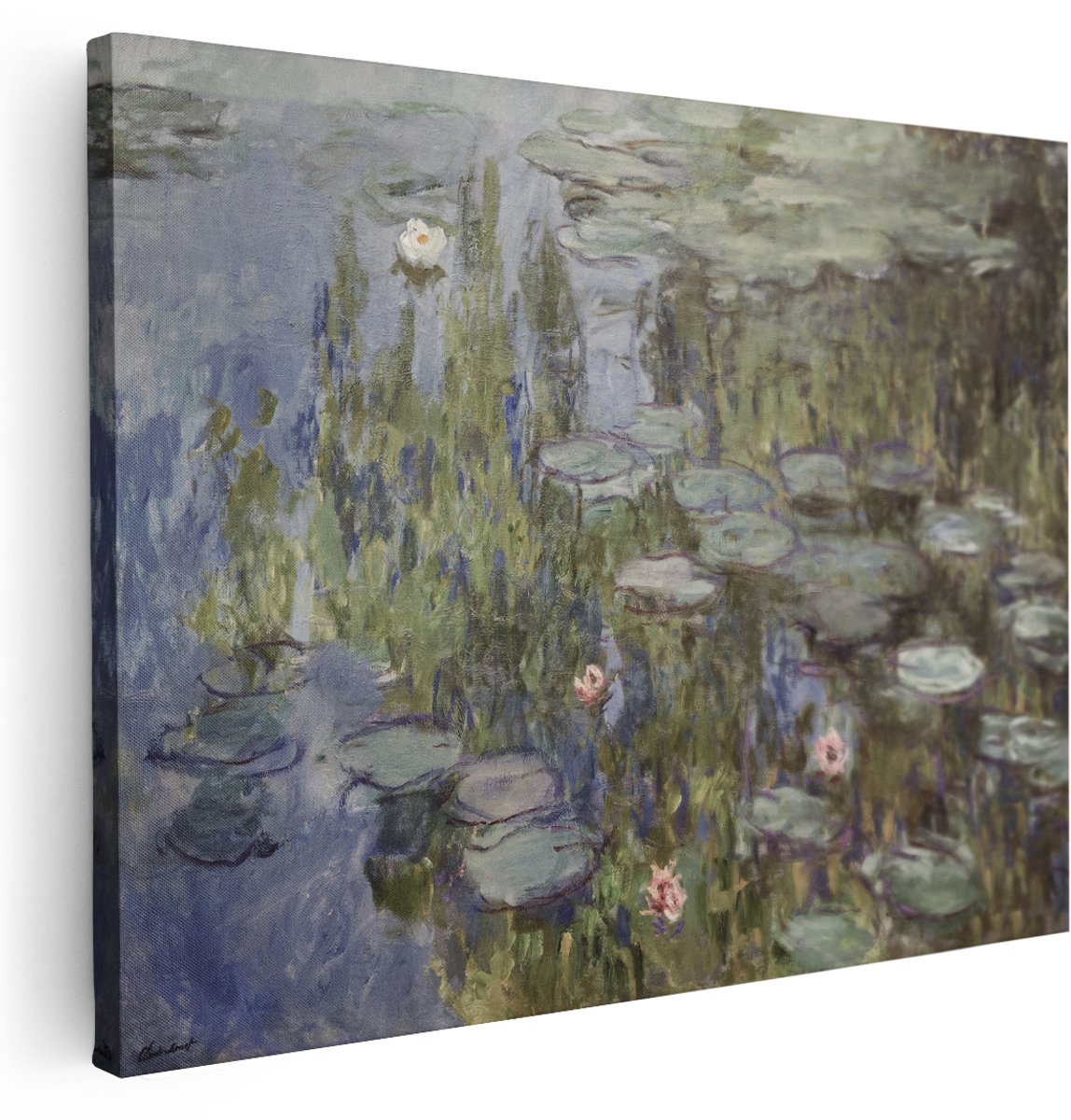Artaza Canvas Schilderij Monet - 160x120 cm - Groot - Wanddecoratie Waterlelies - Muurdecoratie Impressionisme - Schilderijen Op Canvas Natuur
