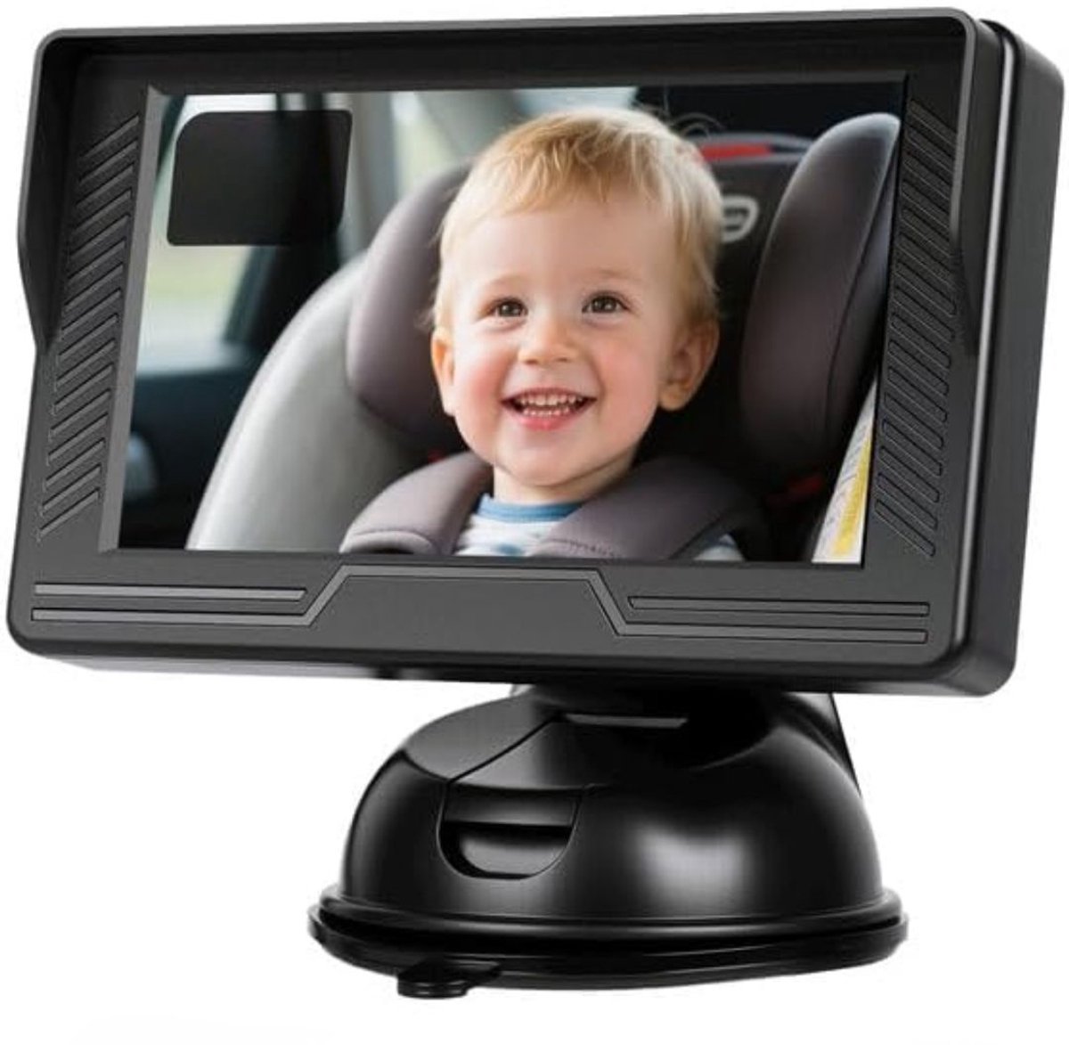 KIRA® Autospiegel Baby - Veilige Achterbank Spiegel - Slimme Baby Spiegel voor de Auto - Zwart - 26cm x 25cm x 12cm