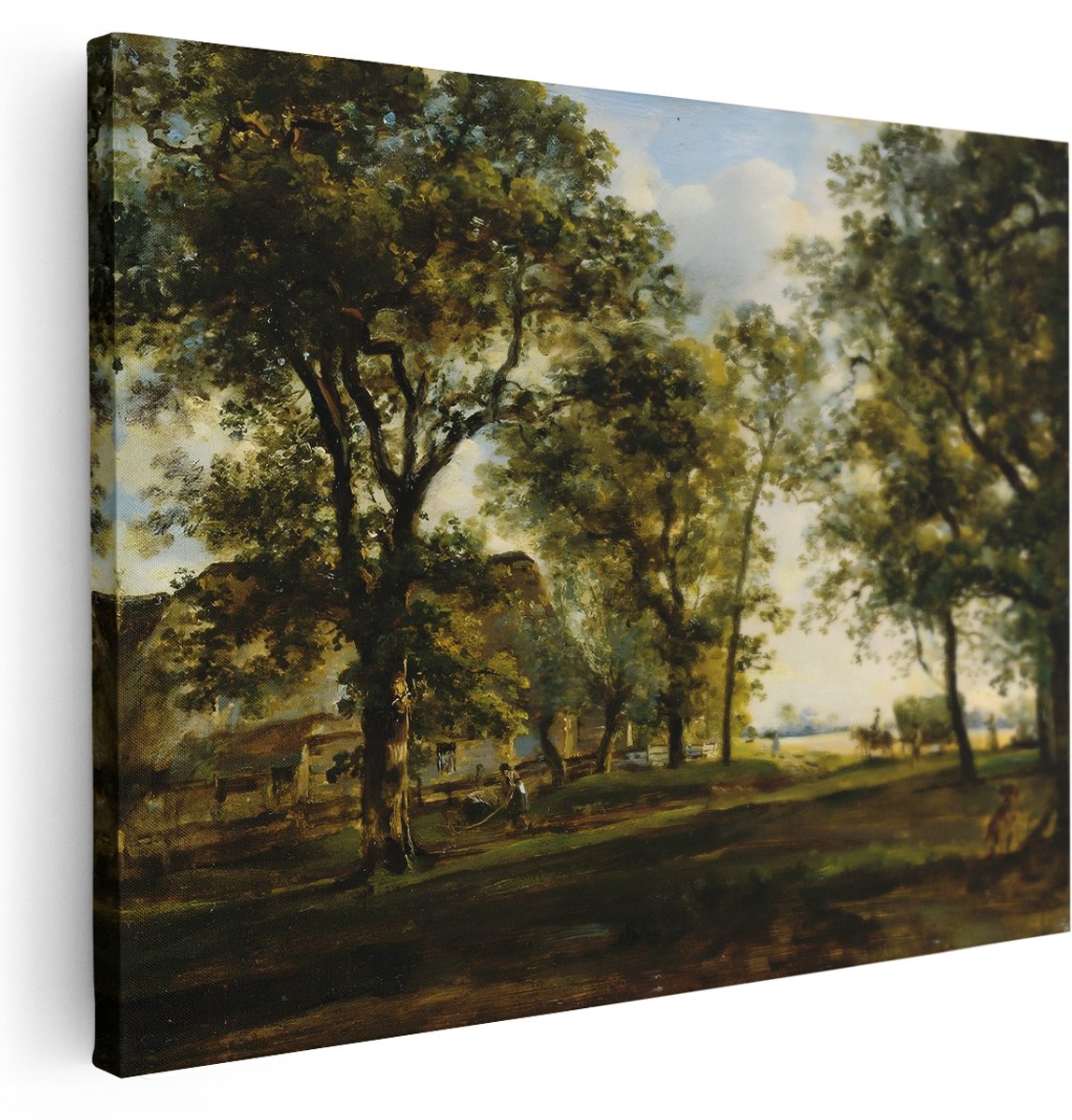 Artaza Canvas Schilderij Bos - 160x120 cm - Groot - Wanddecoratie Landelijk - Muurdecoratie Bomen - Decoratie Natuur Boerderij