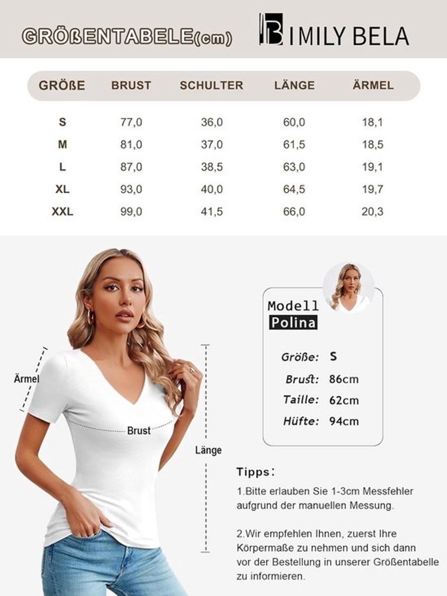 Dames T-shirt Sexy Korte Mouw V-Hals Slim Fit Zomershirt Basic Top