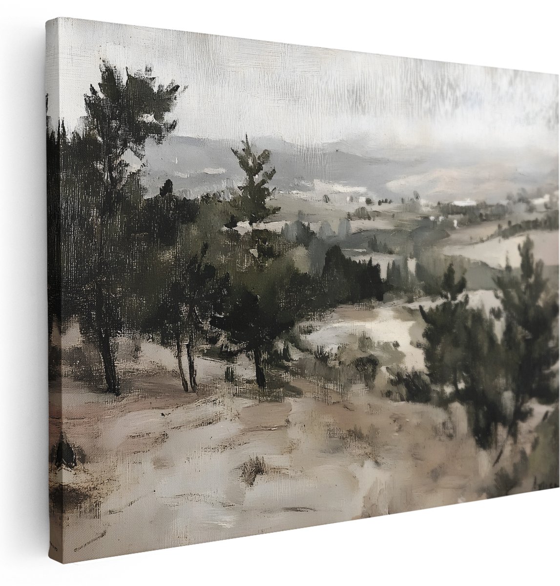 Artaza Canvas Schilderij Heuvellandschap - 160x120 cm - Groot - Wanddecoratie Landelijk - Muurdecoratie Bos - Decoratie Bergen - Kamer Accessoires