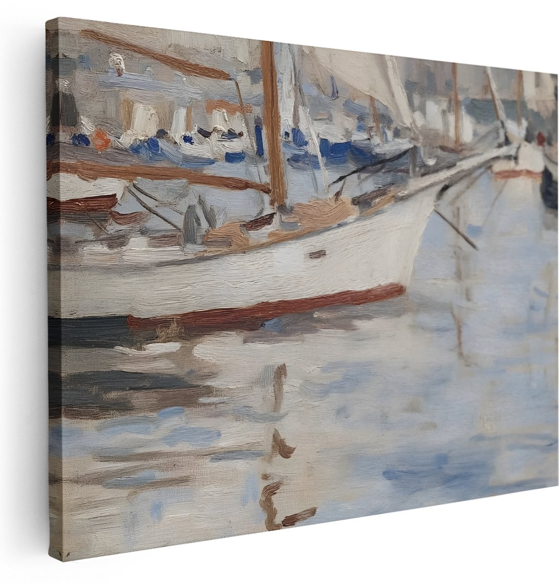 Artaza Canvas Schilderij Haven - 160x120 cm - Groot - Wanddecoratie Zeilboot - Muurdecoratie Landschap - Schilderijen Op Canvas Natuur