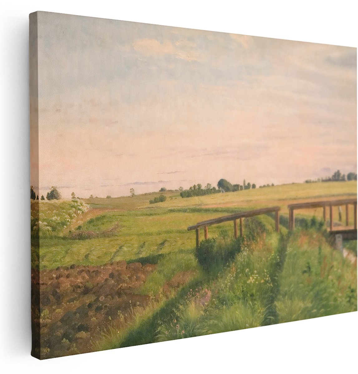 Artaza Canvas Schilderij Natuur - 160x120 cm - Groot - Wanddecoratie Landschap Klassiek - Muurdecoratie Velden - Schilderijen Op Canvas