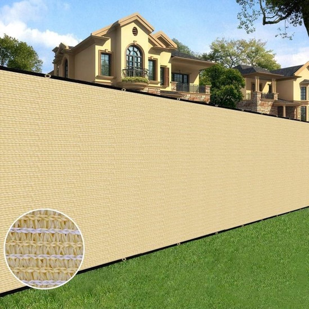 Stevig afschermend gaas voor hek en tuin - 1,5 x 15,2 m - Zandkleur