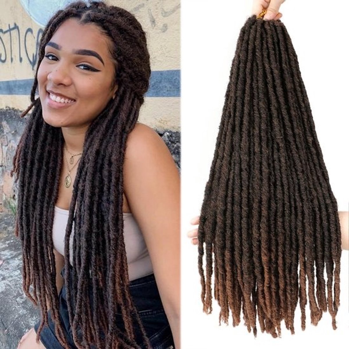 Lange Rechte Gehaakte Dreadlocks Kunsthaar Set - 45 cm Zacht en Lichtgewicht