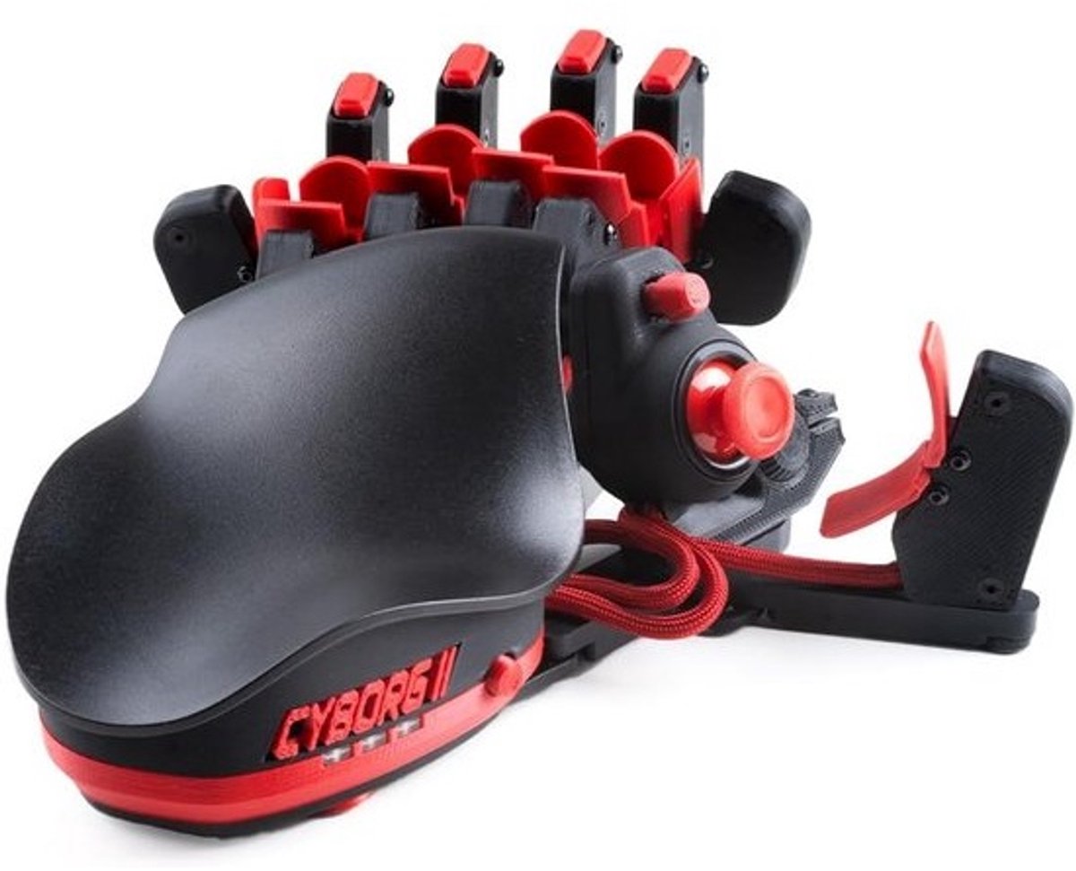 Programmeerbaar Gamingtoetsenbord voor PC met Joystick en 30 Programmeerbare Toetsen - 3D-geprint, Rood - Cyborg II