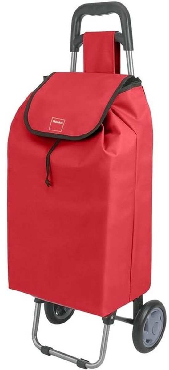 Boodschappentrolley met 2 wielen - 120 x 60 x 6 cm - Metaal - 50 liter - Rood