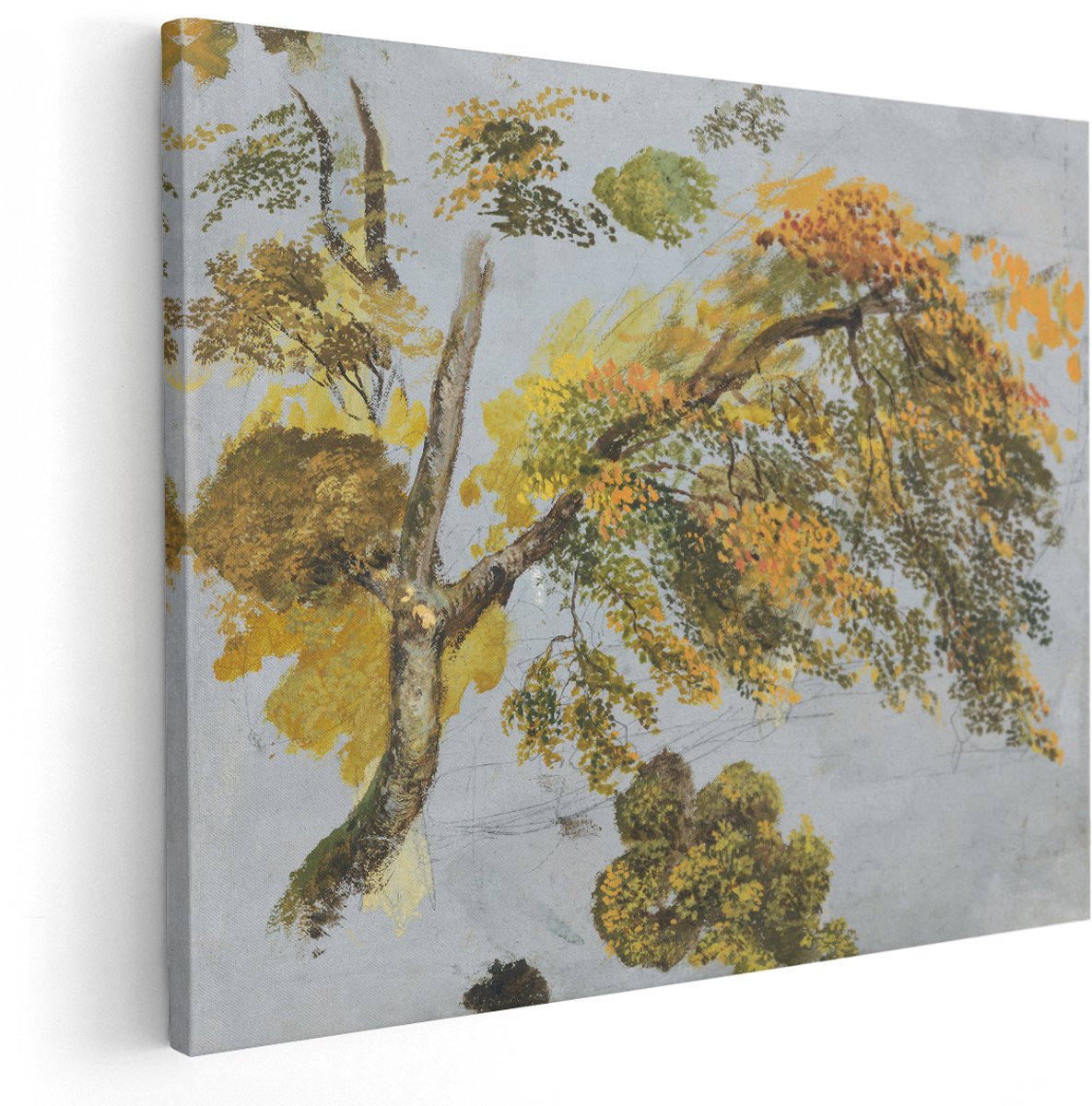 Artaza Canvas Schilderij Herfst Boom - 150x120 cm - Groot - Wanddecoratie Natuur - Muurdecoratie Bomen - Decoratie Bos Woonkamer - Oranje