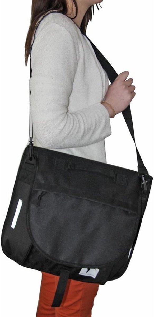 2-in-1 Fietsbinnentas & Schoudertas Zwart | Universele Fietsmand Tas met Reflectoren