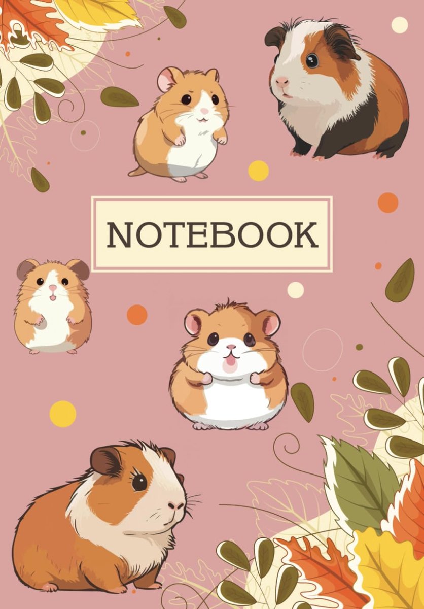 Notebook: Adorable Guinea Pig A5 Notebook - 109 Lined Pages (Pink) - ShopVlot