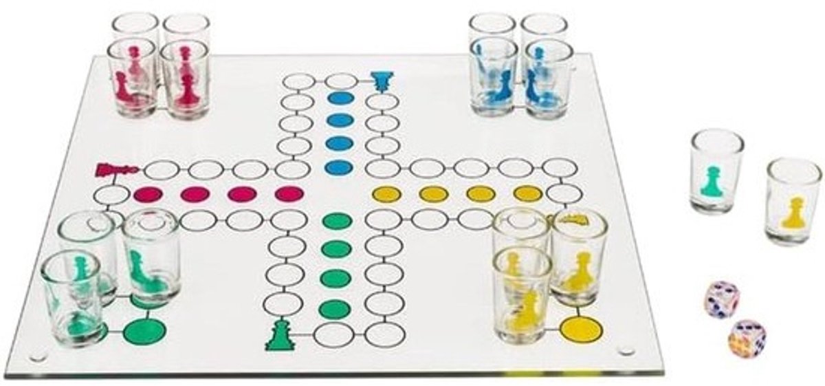 Ludo Drinkspel met Shotglazen voor Feest en Spelletjesavond