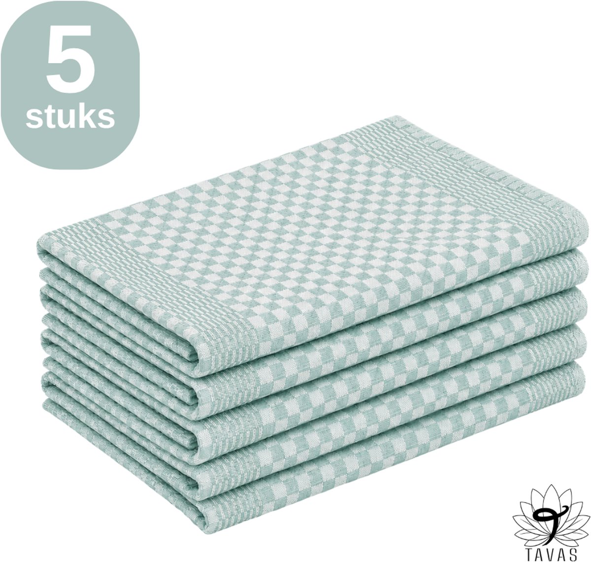 Theedoekenset - Glazendoeken | 50x70 cm | Mintgroen | Set van 5 | 100% katoen | Horeca Theedoeken | horeca Glazendoeken