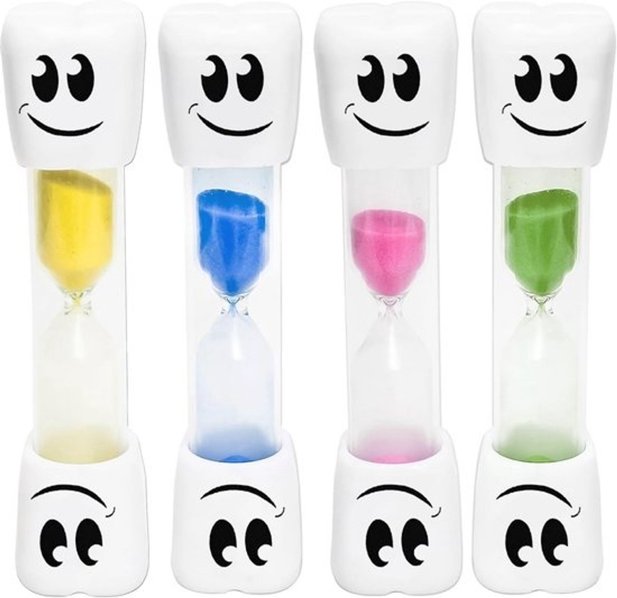 Set van 4 Tandenborstel timers voor kinderen - 2 minuten zandloper voor goede mondhygiëne - veilig PVC en ABS - in 4 kleuren