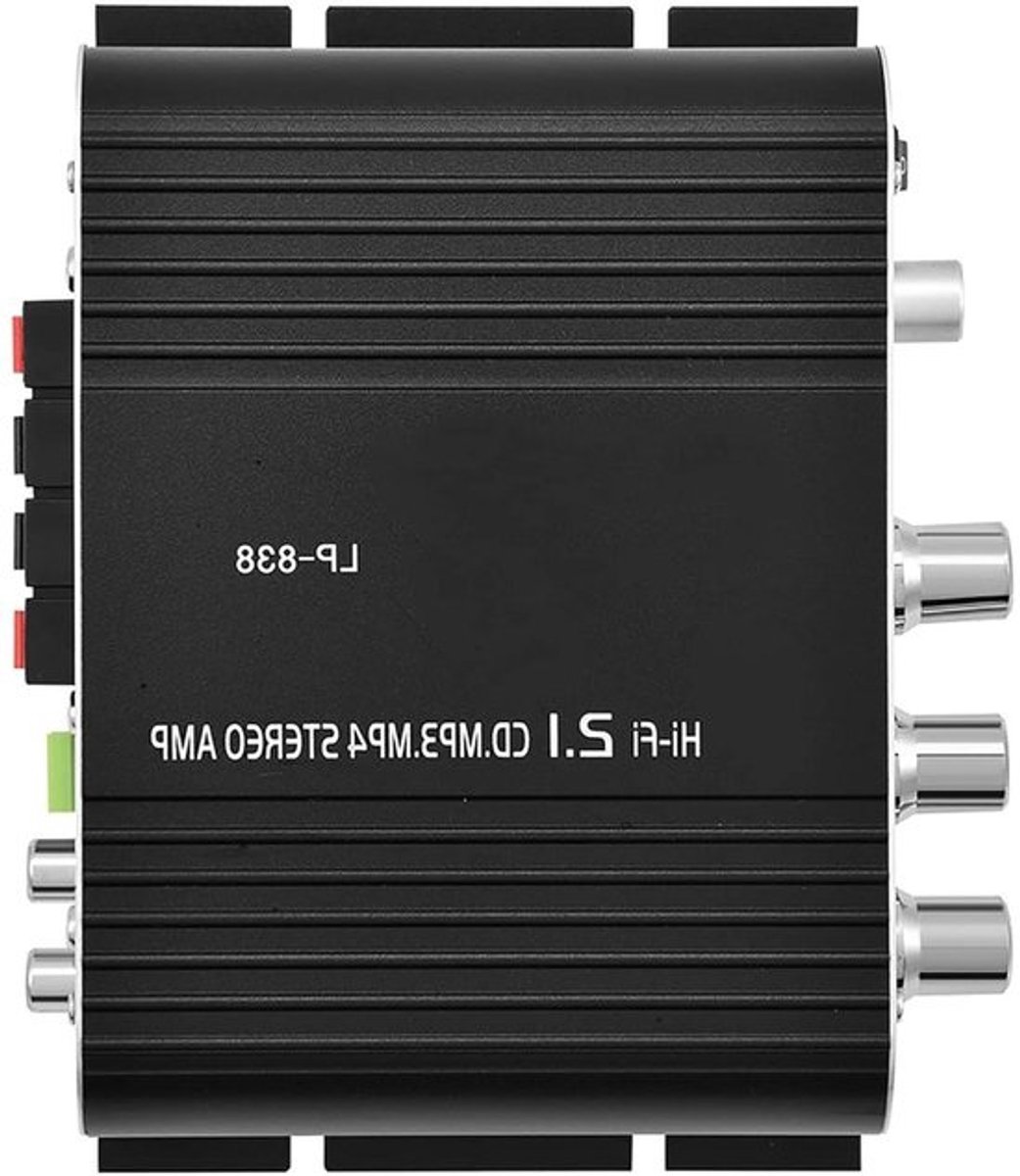 Eindversterker Stereoversterker, Digitale Versterker Mini HiFi 2.1 Stereo Bass Auto Car Home Audio Eindversterker met en 3,5 Mm Audio-ingang (Zwart)