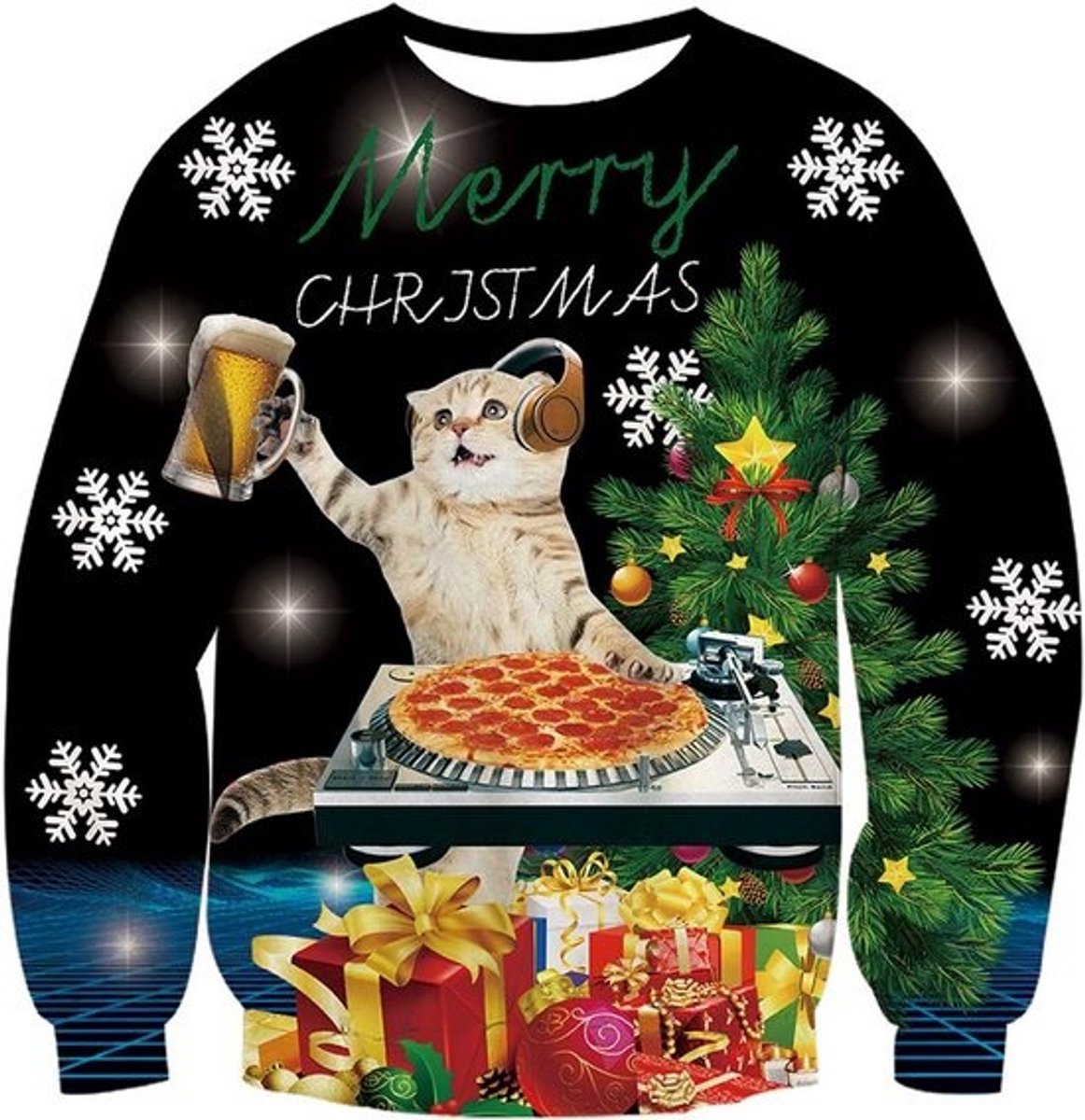 Uniseks Grappig Kerst T-shirt met Lange Mouwen en 3D Print